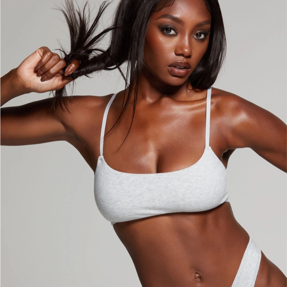 SKIMS: BLACK COTTON JERSEY SCOOP BRALETTE